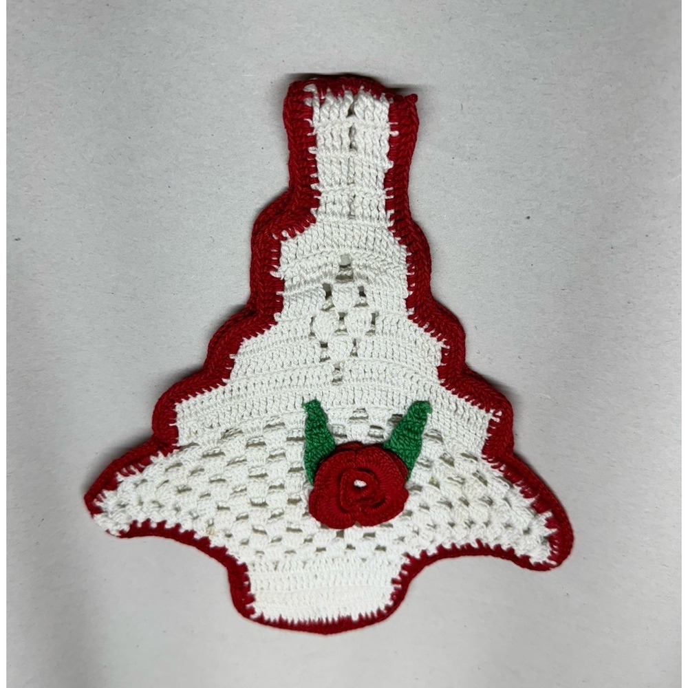 Handmade 40s 50s‎ crocheted basket With Flower Pot Holder Doily Wall Art 9" Tall